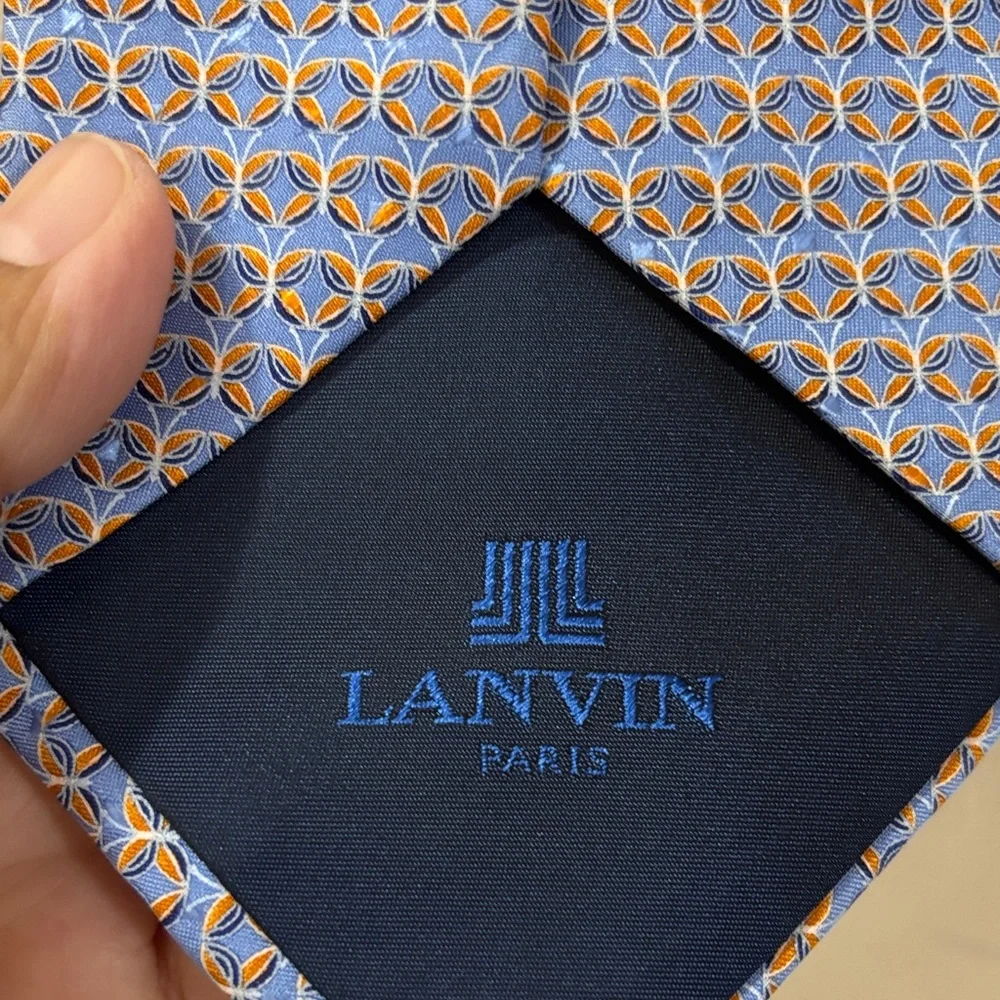 lanvin Paris Blue Geometric Men's Tie